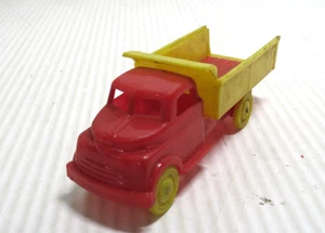 Vintage Pyro Red/Yellow 4" Plastic Toy Dump Truck Construction Made In USA E3 - Picture 1 of 4