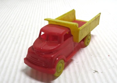 Vintage Pyro Red/Yellow 4" Plastic Toy Dump Truck Construction Made In USA E3 - Image 1 of 4