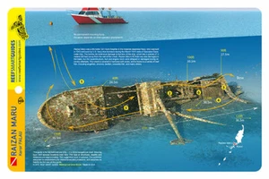 Raizan Maru Palau Wreck Reef Smart wasserdichte Tauchkarte - Bild 1 von 2
