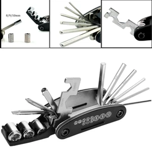 Bike Repair Tool Kits Bag 16 in 1 Multi Function Kit Portable Black - Picture 1 of 8