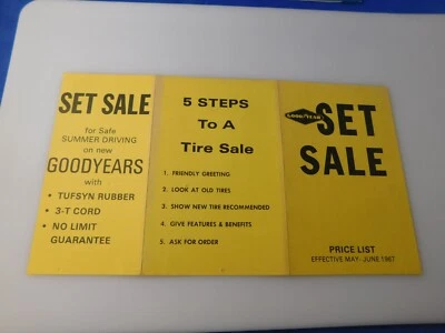 GOODYEAR NEUMÁTICOS PUBLICIDAD VINTAGE LISTA DE PRECIOS 1967 SET VENTA CONDUCCIÓN SEGURA VERANO Foto 1 de 4
