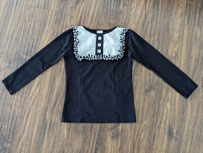 NWOT Size 12 Persnickety Preppy Prep Sweater Girl Top Shirt Black White Lace - Image 1 of 4