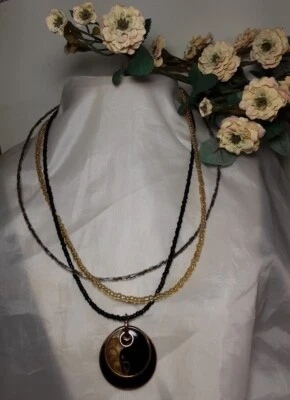 Ожерелье золотистый черный мульти бусы круглый диск подвеска Laura Ashley - Изображение 1 из 4