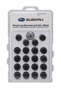 Genuine Subaru Wheel Lug Nut & Lock set BLACK B321SFL020 OEM All Models Aluminum - Picture 1 of 2