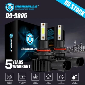 IRONWALLS 9005 HB3 LED Headlight Bulbs High Beam 2200W 330000LM Super Bright 2x - Picture 1 of 12