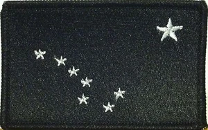 ALASKA STATE Flag Patch Hook & Loop fastener BLACK & WHITE BLACK Border #4 - Picture 1 of 1