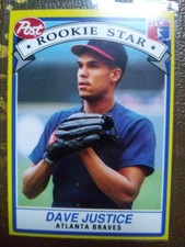1991 Post Dave Justice 1 Of 30 Atlanta Rookie Stars 🔥 RARE 🔥