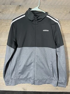 Adidas Jacket Youth Boys XL 18-20 Black Gray Long Sleeve Full Zip - Picture 1 of 3