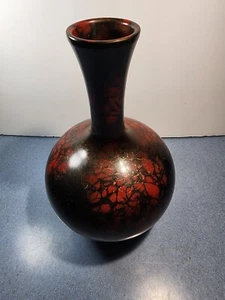 Japan Takaoka Handwork Solid Bronze Hot tinting Painted Flower Vase Pot RARE - Picture 1 of 7