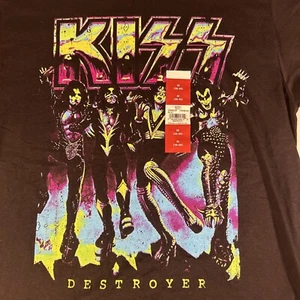 Kiss Destroyer Shirt Men Medium Black Band Tee Rock & Roll Neon Graphic NWT - Picture 1 of 7