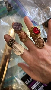 SIX COCKTAIL RINGS, Cameo, Poison/ Gemstone Etc Diff Sizes - Picture 1 of 5