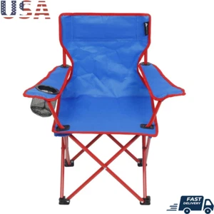 Kids Camp Chair Portable Folding Seating Safety Lock Cup Holder Lightweight New - Picture 1 of 6