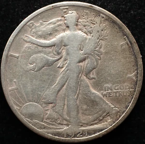 KAPPYSCOINS Gh146 1921S FINE TO VERY FINE WALKING LIBERTY HALF DOLLAR - Picture 1 of 2