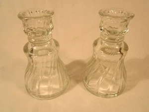 ANCHOR HOCKING Victoria 2 pc CANDLESTICK SET 200/171 [Z19] - Picture 1 of 2