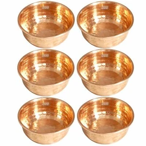 Set of 6 Copper Hammered Design Serving Bowl Tableware Dinnerware 125 ML - Picture 1 of 3