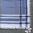 Écharpe Keffiyeh style palestinien Shemagh original arabe kufiya, couleur blanc bleu