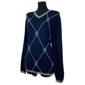 PRINGLE OF SCOTLAND LION ARGYLE GEOMETRIC PATTERN WOOLARK WOOL SWEATER. SIZE: XL - Picture 1 of 6
