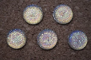 Set of 5 blingy AB large round bulletin board pushpins / thumbtacks, or magnets. - Picture 1 of 11