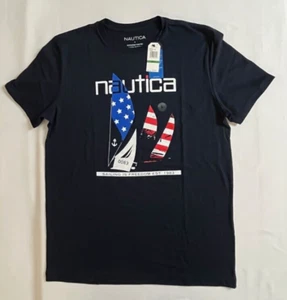 Nautica Men's Logo USA Sailboat Graphic Crew T-Shirt Sz Large Navy Blue - Picture 1 of 3