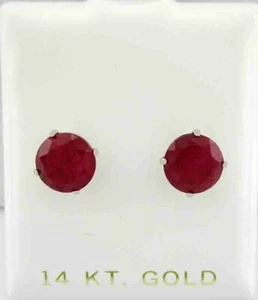 GENUINE 7.48 Cts RUBIES EARRINGS 14K WHITE GOLD - Free Certificate - SCREW BACK - Picture 1 of 5
