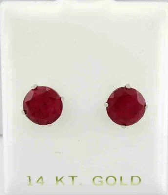 GENUINE 7.48 Cts RUBIES EARRINGS 14K WHITE GOLD - Free Certificate - SCREW BACK - Image 1 of 4