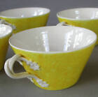 6 Vintage ITALIAN Glazed Ceramic Cups SUNNY YELLOW w Applied Handles BASSANELLO
