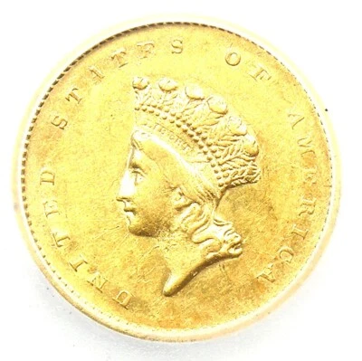 Dólar de oro indio 1856-S (moneda rara de G$1) - Certificado ICG AU58 - Valor de $6,900 Foto 1 de 4