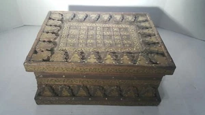 Vintage Hand Made Wood Chest Jewelry Box Celtic Themed - Picture 1 of 11