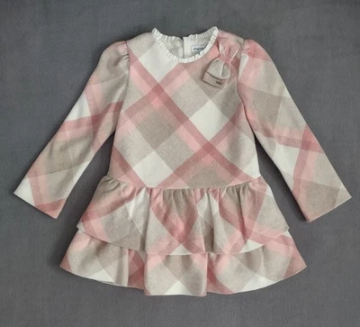 Mayoral Girls Dress Pink/Tan/Cream Plaid Size 36m Lined  Round Neckline  - Image 1 of 4
