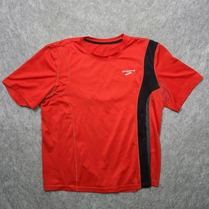 Brooks Running T Shirt Mens LARGE Red Tech Short Sleeve Training Crew Neck - Picture 1 of 7