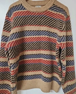 LL Bean Mens Classic Ragg Lambswool Sweater Crewneck Fair Isle M Reg - Picture 1 of 14