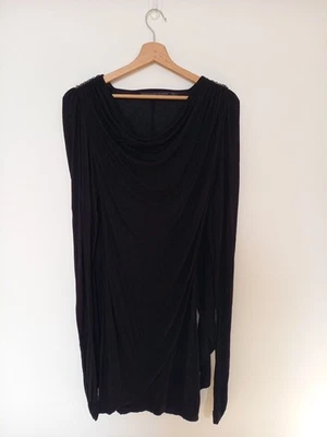 Bolongaro Trevor XS Black Jersey Mini Dress Chain Detail Exaggerated Sleeve - Image 1 of 4