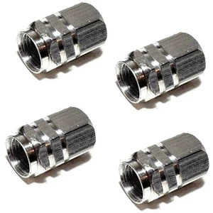 (4pc) Metal Chrome Tire/Wheel Air Pressure Stem Valve Caps for Car-Truck-Hot Rod - Picture 1 of 11