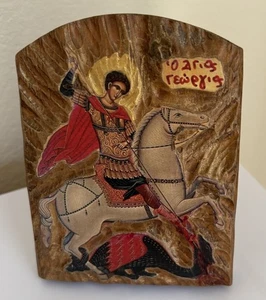 Ikone - Heiliger Georg - Agios Georgios- Holz - geschnitzt - Zypern - Bild 1 von 3