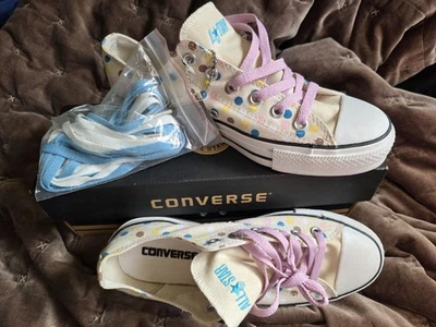 匡威 CONVERSE 罕见多色圆点鞋带卡盘 - 全新旧库存 - M6 W8 — 第 1/4 张图片