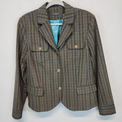 Blazer Chaqueta Dama Vintage Liz Claiborne Talla 16 Cuadros Pata de Gallo Carrera Y2K Foto 1 de 4