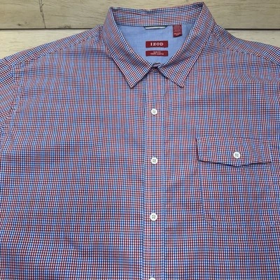 IZOD Slim Fit Coupe Ajustee Men's Button Front Short Sleeve Shirt Size XXL - Image 1 of 4