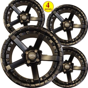15" Golf Cart Wheels Set of 4 Matt Black 15x7 Intimidator 3:4 Offset 4/4 Pattern - Picture 1 of 24