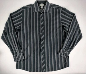 Camisa Bruno Para Hombre Manga Larga Botón Frontal Negra Multi Rayas Talla Grande Algodón  - Imagen 1 de 4