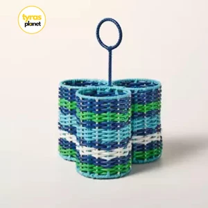 Soporte para utensilios tejido a rayas carrito verde/azul kate spade new york x Target NUEVO - Imagen 1 de 1