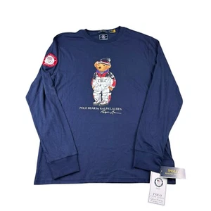 Polo Ralph Lauren Blue Polo Bear Olympics 2022 L/S Shirt Size Boys XL NWT - Picture 1 of 6