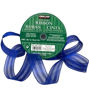 Kirkland Wire Edged BLUE Ribbon 50 Yards Holiday Hanukkah Birthday Bow Gift 1.5" - Picture 1 of 24