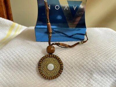 Avon 2005 Golden Disk w Wood and Mother of Pearl Accents - Image 1 of 3