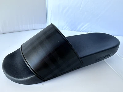 New Men's Burberry Men's Slider Size 9 Furley Check Blue Rubber - Image 1 of 4