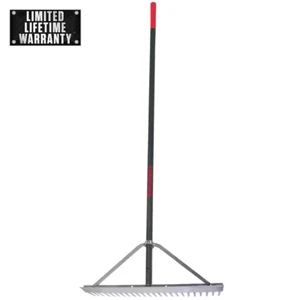 Razor-Back Landscape Rake 24 in Wide Lightweight Aluminum Comfortable End Grip - Picture 1 of 12