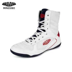 Outdoor Wrestling Shoes Men's Boxing Footwear Breathable High Top Fighting Boots - Picture 1 of 23