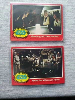 STAR WARS 1977 LUKE , HAN, R2D2, OBI WAN C3PO  #83 97 RED SERIES TOPPS 2 cards - Image 1 of 4