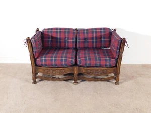 Antique French Dark Oak 1950s / 60s Shell Carved Settee Daybed - Picture 1 of 15