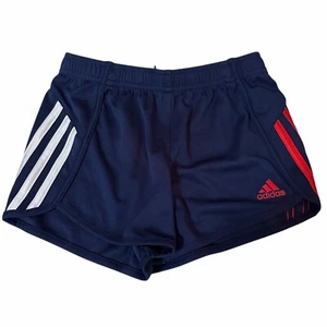 Adidas Mädchen 7/8 Shorts Gr. S rot weiß blau Stretch Kordelzug Taille Logo - Bild 1 von 7