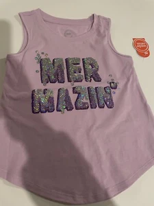 NWT Wonder Nation Girls Tank Top Sz XS Light Purple Sequin Mermazing Silver Shin - Picture 1 of 5